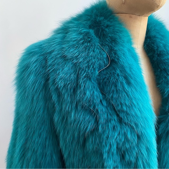 90s VTG ROBERTO CAVALLI Dyed Arctic Fox Fur w/Leather Zipper Detail RUNWAY - Picture 3 of 13